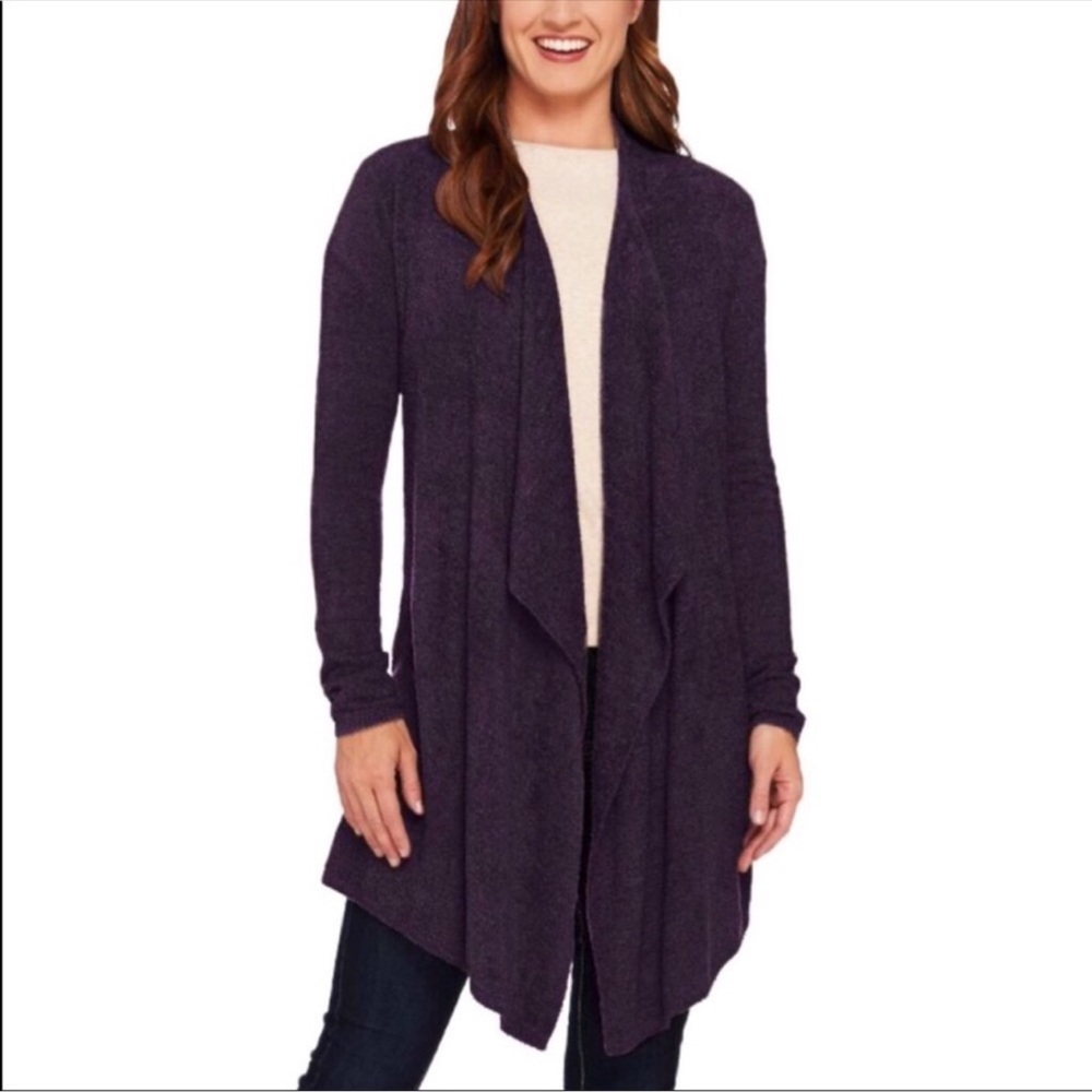 Barefoot Dreams Deep Purple Open Front Cardigan S/M